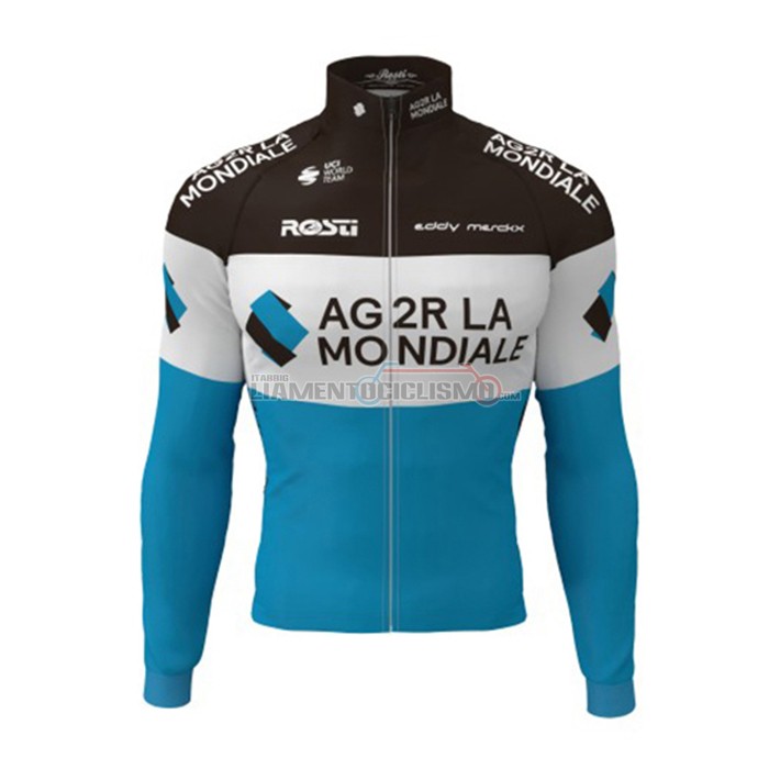 Abbigliamento Ciclismo Ag2r La Mondiale Manica Lunga 2019 Nero Bianco Blu